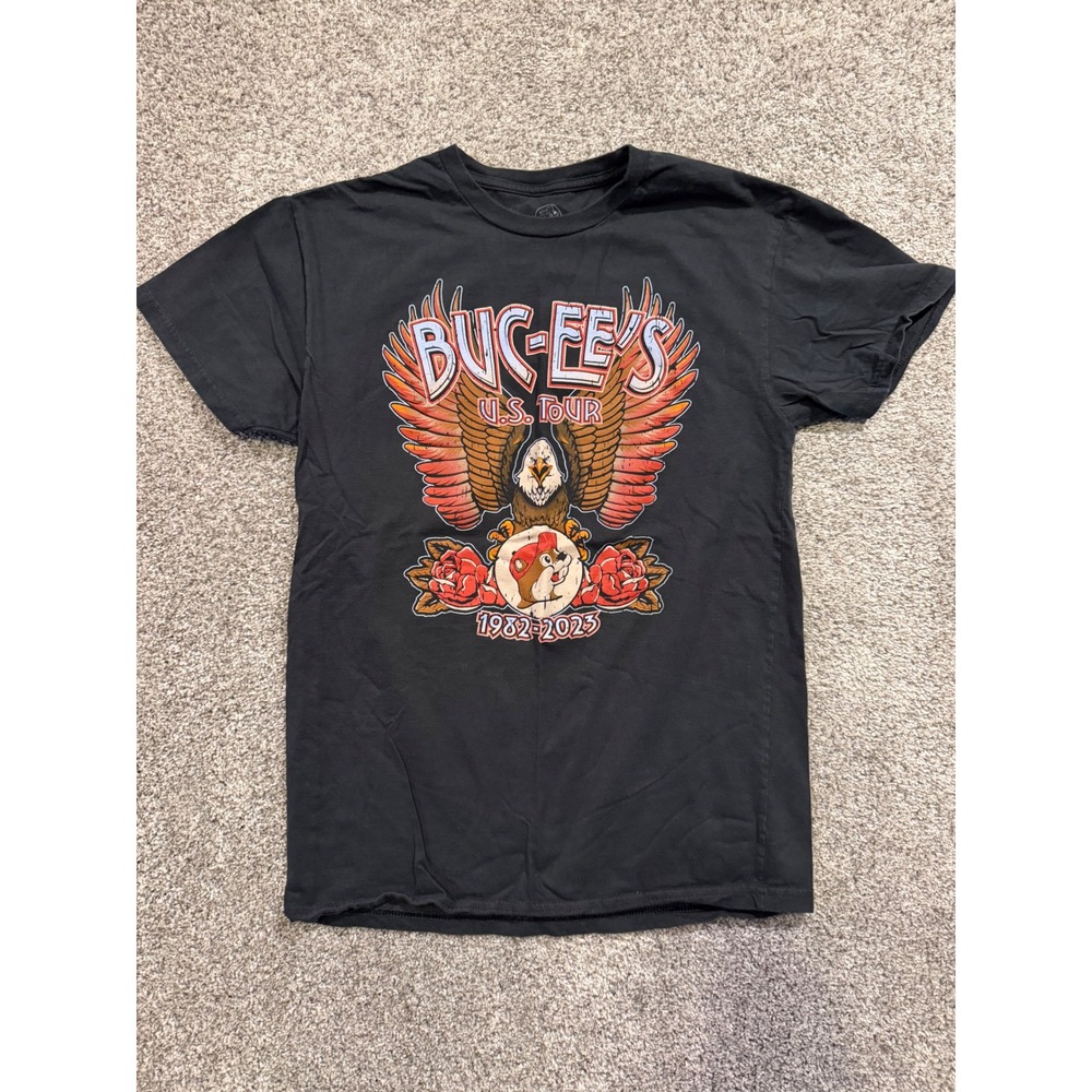 Buc-ee's T-Shirt Mens Medium Black US Tour 1982-2023 Graphic Eagle Concert Style